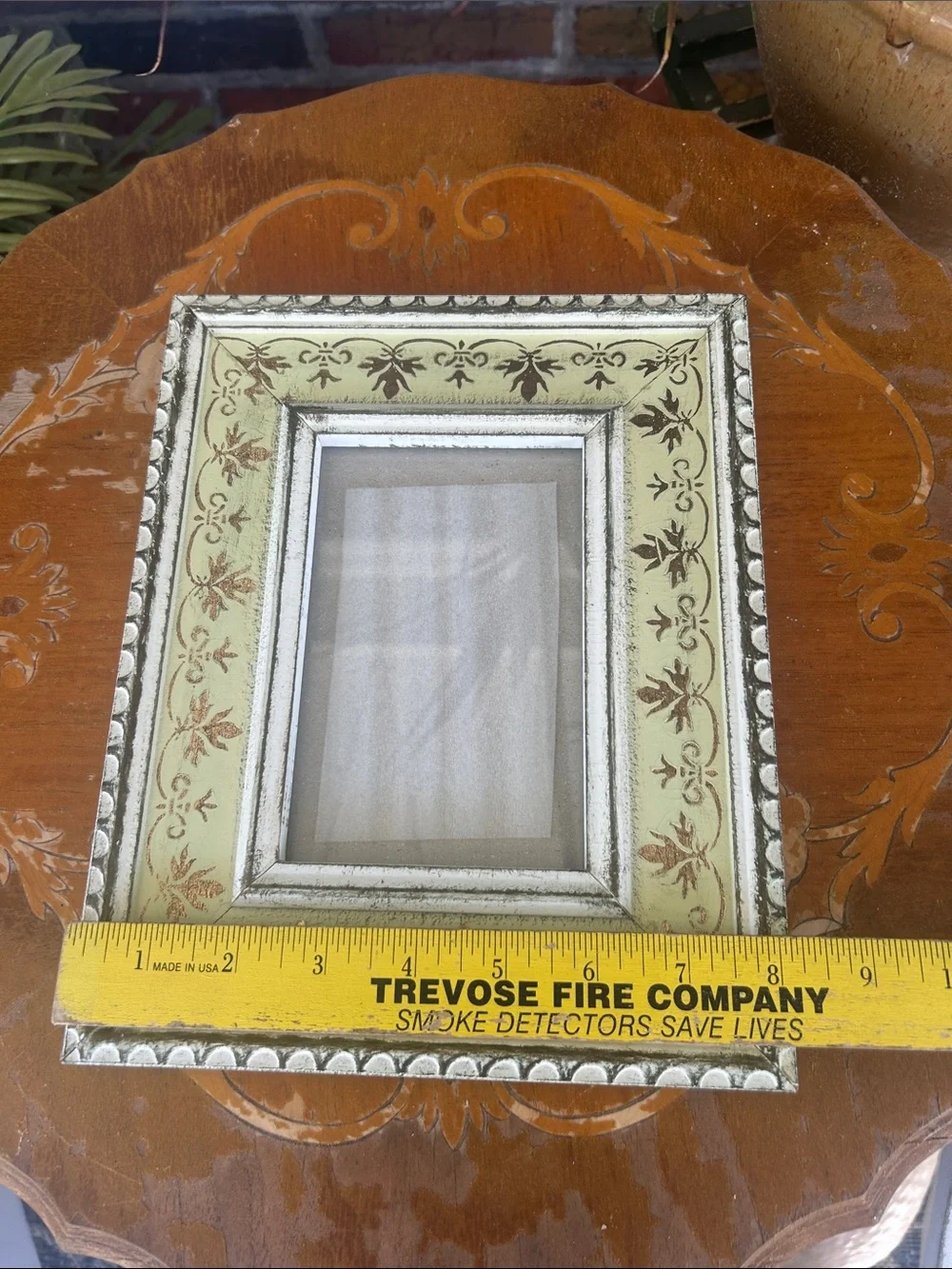 Picture Frame in Sage Green with Gold Leaf Accents